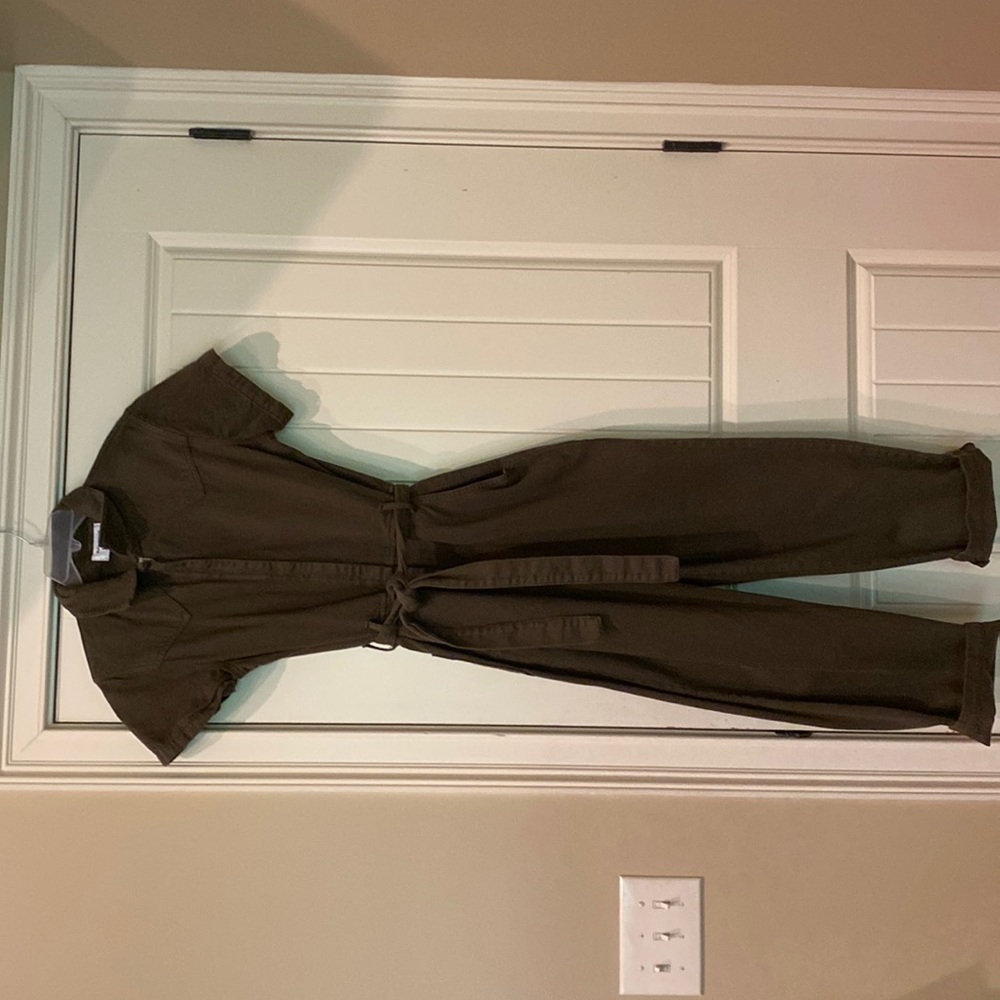 Reformation Jeans olive green zippered jumpsuit